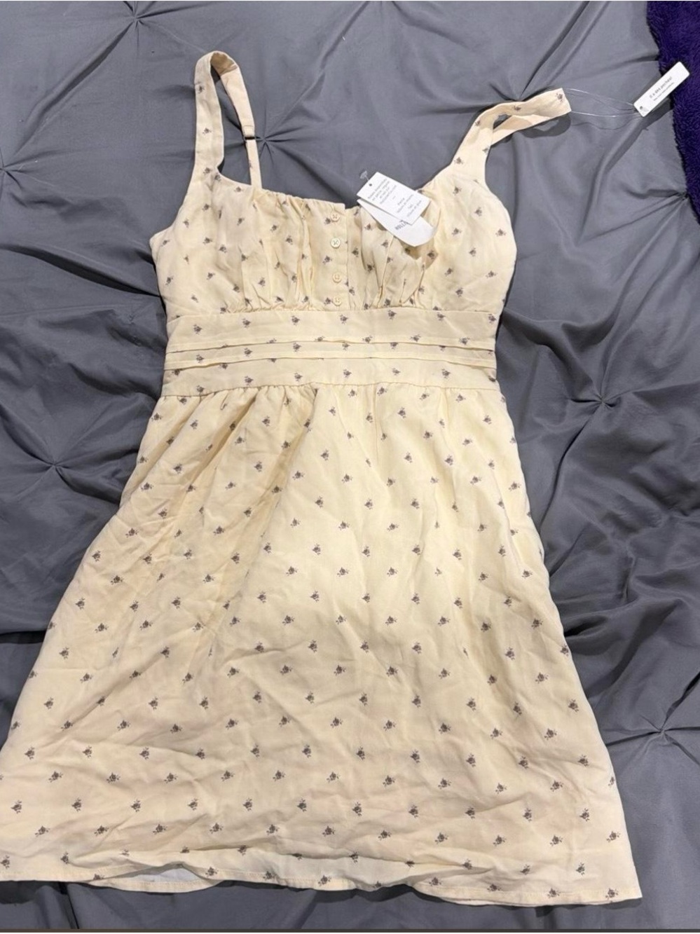 Hollister Cream Mini Dress with Tiny Floral Print
